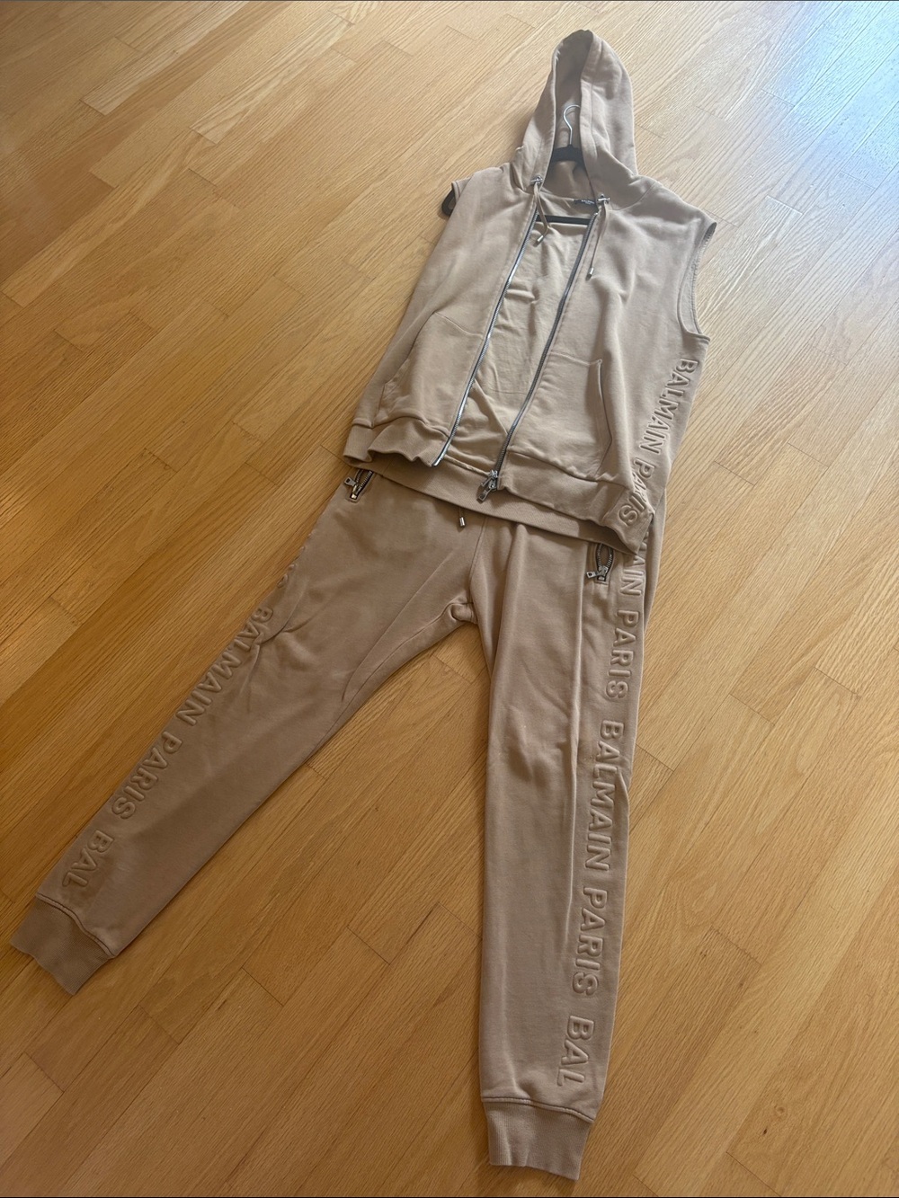 BALMAIN Paris Sleeveless Hoodie & Sweatpants Track Set